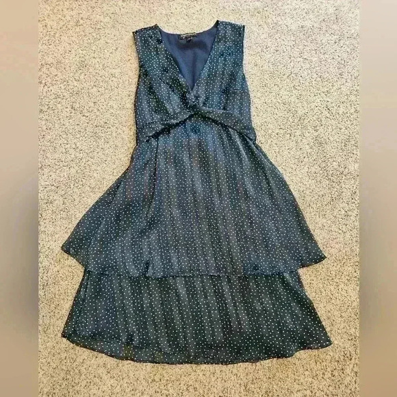 Banana Republic Factory Sleeveless Polka Dot Dress White & Navy Blue, Size 0 - Picture 1 of 6